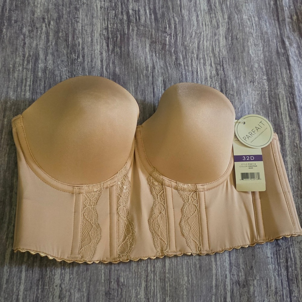 Parfait Elissa Longline Strapless Bustier Bra 32D European Nude P50116 New
